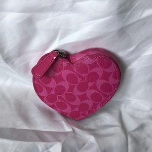 Coach heart shaped zip coin purse